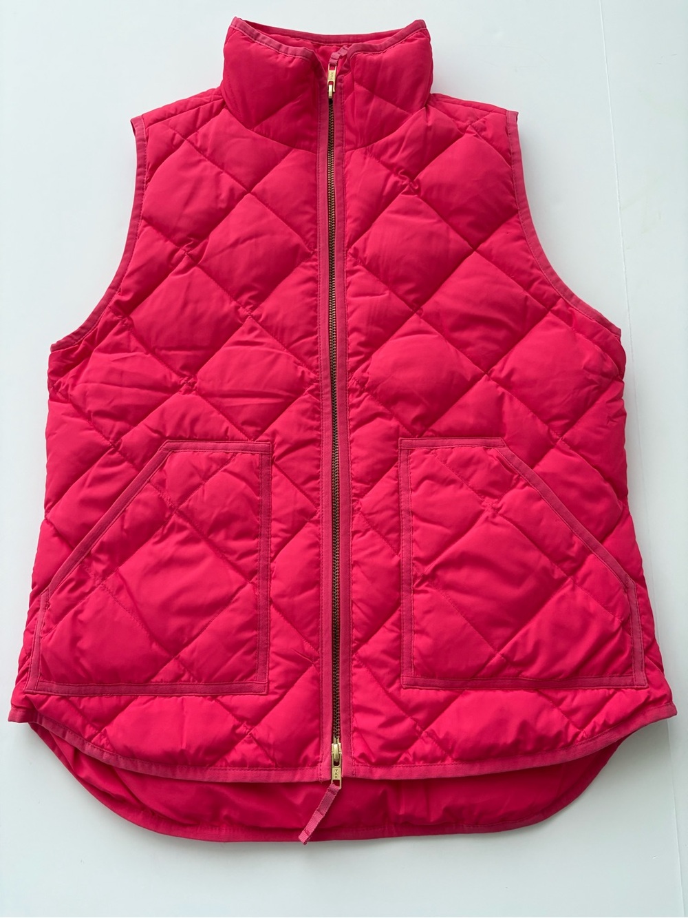 J. Crew Excursion Quilted Down Puffer Vest Hot Pink Gorpcore Full Zip NWT Size S